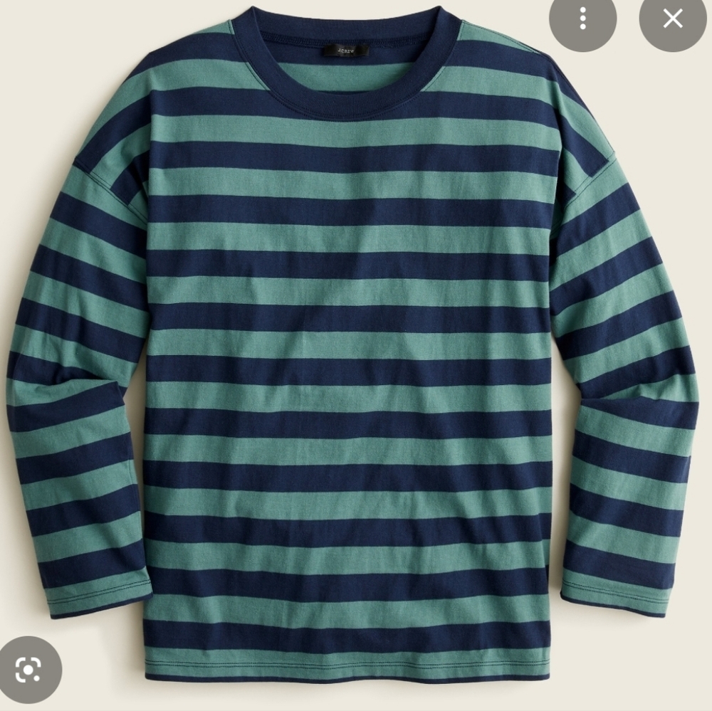 2 J Crew Oversized Wide Sleeved Striped Tees Fits Size Small - Picture 6 of 6